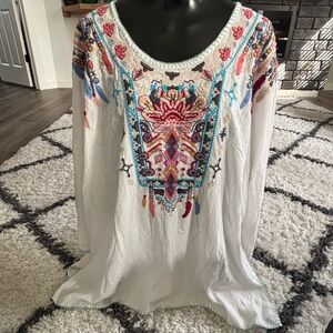 Embroidered White Boho Top